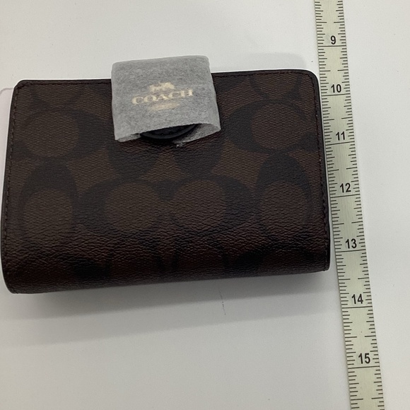 2143. Coach Bi-Fold Wallet Brown/Black Gold Signature Leather NWT - Picture 4 of 7